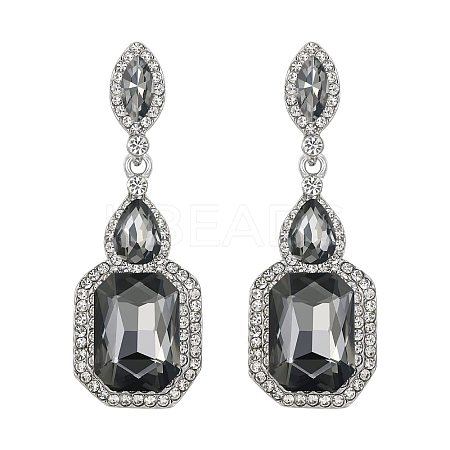 Brass Rhinestone Dangle Stud Earrings FS-WG9D6B6-13-1