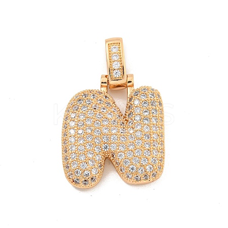Brass Micro Pave Clear Cubic Zirconia Pendants KK-B099-01G-N-1