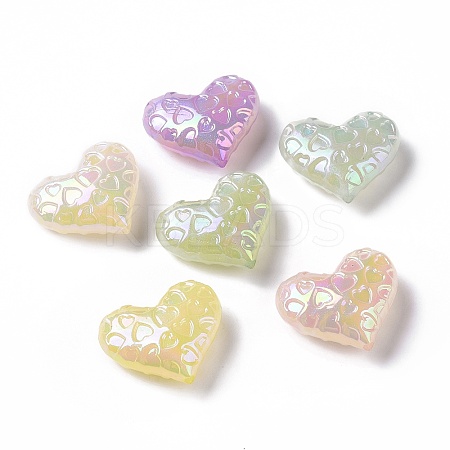 UV Plating Rainbow Iridescent Luminous Acrylic Beads OACR-E010-13-1