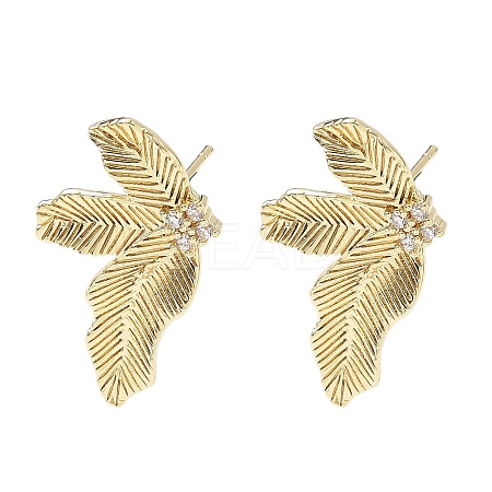 Brass Micro Pave Clear Cubic Zirconia Stud Earring Findings LS-KK-Z106-02G-04-1