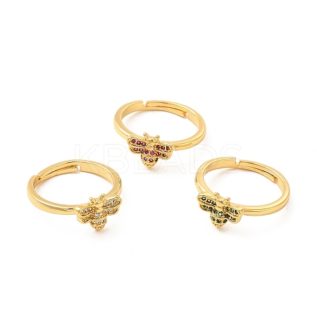 Cubic Zirconia Honeybee Adjustable Ring RJEW-D076-05G-1