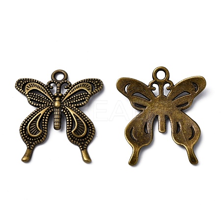 Tibetan Style Alloy Butterfly Pendants TIBEP-3945-AB-NR-1