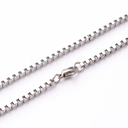 Tarnish Resistant 304 Stainless Steel Box Chains Necklaces STAS-O056-A-75-1
