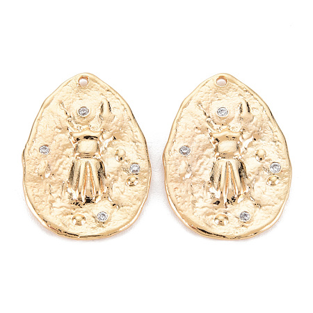 Brass Micro Pave Clear Cubic Zirconia Pendants KK-S356-538G-NF-1