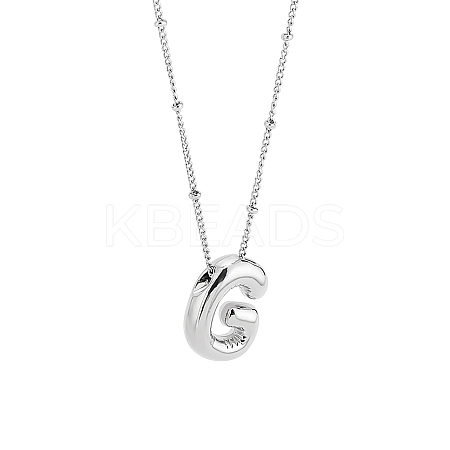 1pc Brass Chain with Alloy Letter Pendants Necklaces NJEW-LP0001-41G-P-1