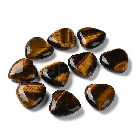 Natural Tiger Eye Heart Palm Stones G-M416-09C-1
