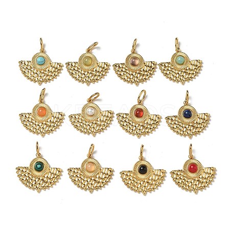 Ion Plating(IP) 304 Stainless Steel with Natural & Synthetic Gemstone Pendants STAS-G351-27G-1