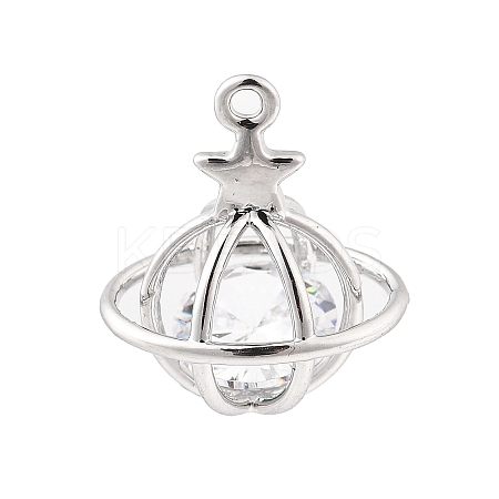 Brass Micro Pave Clear Cubic Zirconia Charms LS-KK-K371-32P-1