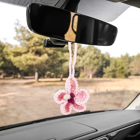 Handmade Polyester Flower Pendant Decorations HJEW-WH20020-011C-1