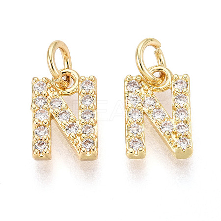 Brass Micro Pave Clear Cubic Zirconia Charms KK-N241-001N-1