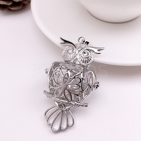 Brass Bead Cage Pendants X-FIND-PW0008-05P-1