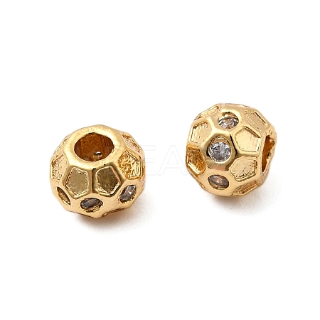 Brass Micro Pave Clear Cubic Zirconia Beads KK-F916-22G-1