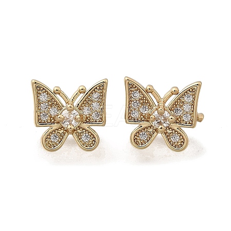 Brass Micro Pave Clear Cubic Zirconia Slide Charms KK-Z126-20G-1