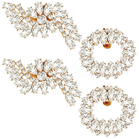 4Pcs 2 Styles Alloy Rhinestone Shoe Decoration DIY-FG0004-73-1