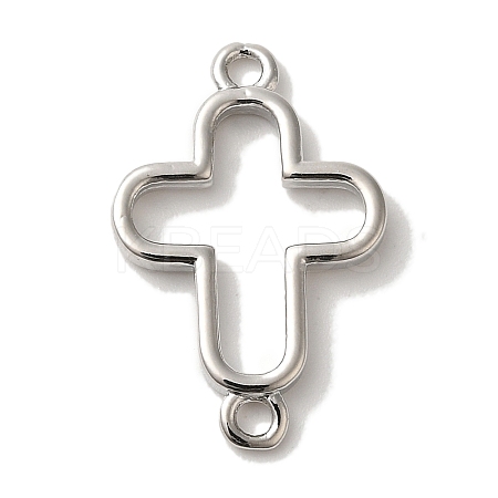 Rack Plating Brass Cross Outline Connector Charms Links KK-U027-05P-1