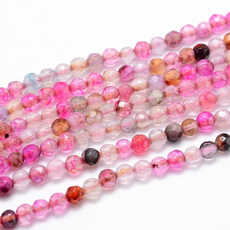 Dyed Natural Agate Faceted Round Beads Strands G-P097-32-1