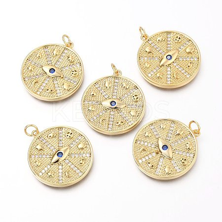 Brass Micro Pave Clear & Blue Cubic Zirconia Charms ZIRC-O036-09G-1