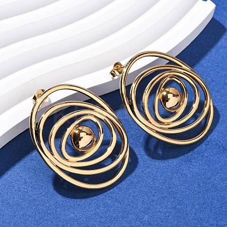304 Stainless Steel Oval Stud Earrings EJEW-L304-08G-1