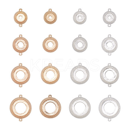 14pcs 14 style Brass Pendant Cabochon Settings & Cabochon Connector Settings FIND-BY0001-13-1