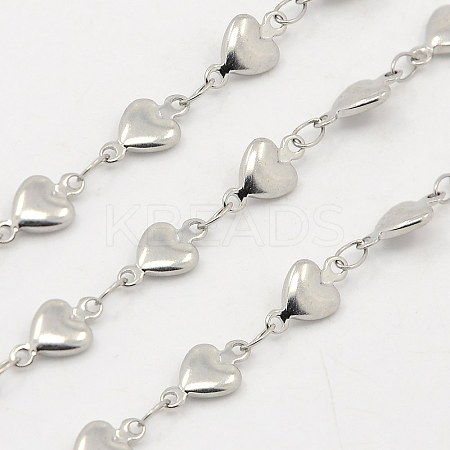 3.28 Feet 304 Stainless Steel Heart Chains X-CHS-K001-53-5.5mm-1
