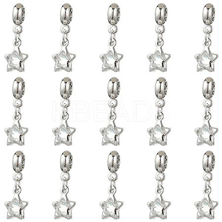 10Pcs Alloy Crystal Rhinestone Star European Dangle Charms MPDL-YW0001-06-1