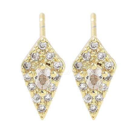Brass Micro Pave Clear Cubic Zirconia Studs Earring EJEW-S217-G15-1