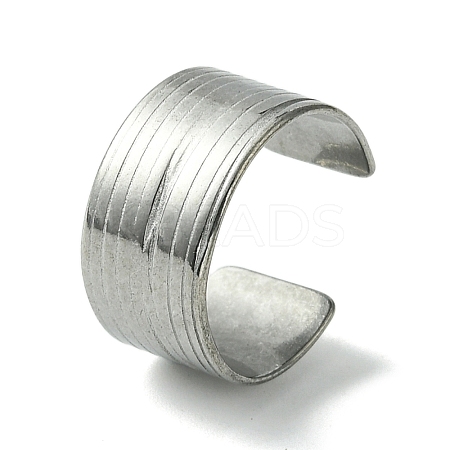 Non-Tarnish 304 Stainless Steel Grooved Open Cuff Ring RJEW-L110-044P-1