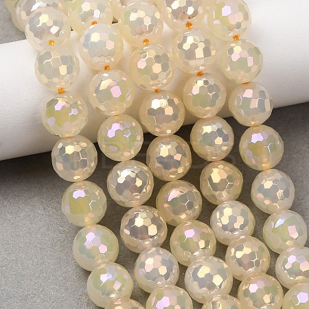 Electroplated Natural Agate Beads Strands G-B191-A07-10mm-02-1