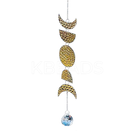 Moon Phase Theme Crystal Glass Sun Catcher Pendant LS-PW-WG27FA6-01-1