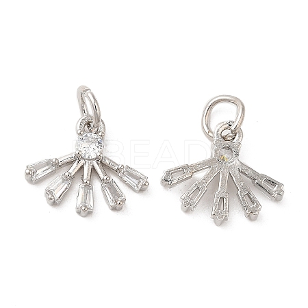Rack Plating Brass Pave Clear Cubic Zirconia Sun Charms with Jump Ring KK-Z026-05P-1