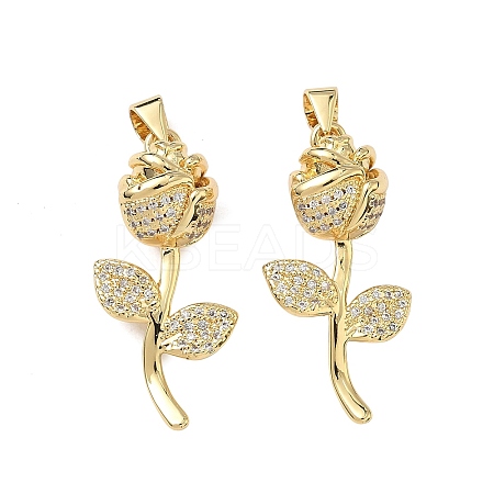 Brass Micro Pave Clear Cubic Zirconia Pendants KK-F930-12G-1