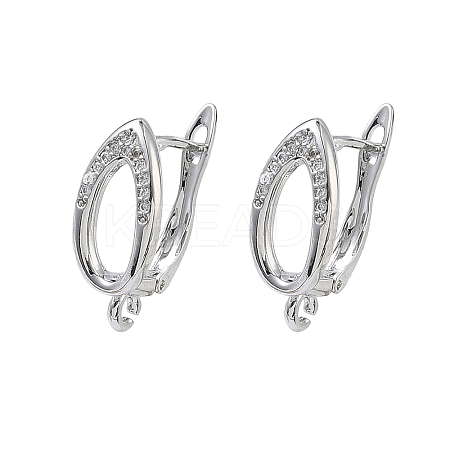 Teardrop Teardrop Brass Micro Pave Clear Cubic Zirconia Hoop Earring Findings KK-Z143-08P-1
