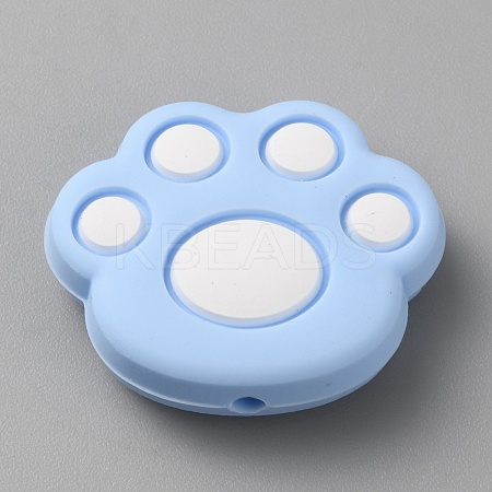 Cat Paw Print Food Grade Eco-Friendly Silicone Focal Beads SIL-WH0012-040D-1