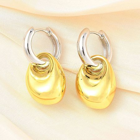 Nuggets Brass Hoop Earrings for Women EJEW-U057-06B-03GP-1