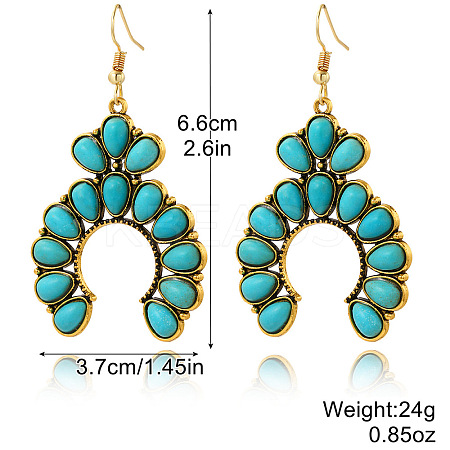 Bohemian Style Alloy Synthetic Turquoise Dangle Earrings FS-WG7654C-14-1
