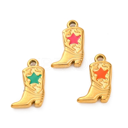 304 Stainless Steel Enamel Pendants STAS-M110-07G-1