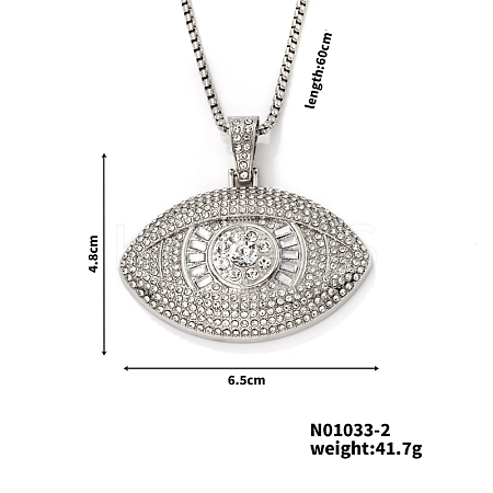 Alloy Rhinestones Evil Eye Pendant Necklace AQ7496-2-1
