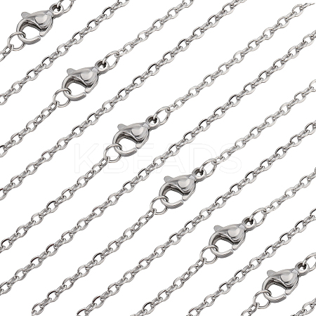 30Pcs 304 Stainless Steel Flat Cable Chain Necklaces Set STAS-BBC0005-02-1