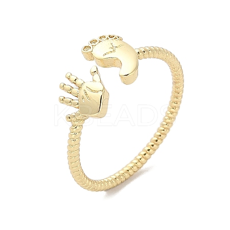 Footprint & Palm Brass Open Cuff Ring for Women LS-RJEW-A040-03G-1