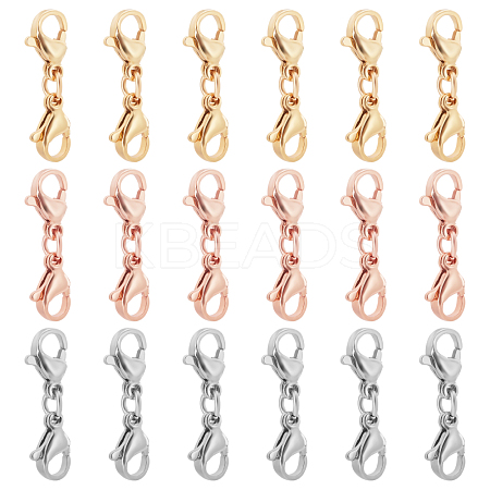 18Pcs 3 Colors 304 Stainless Steel Lobster Claw Clasps STAS-UN0030-94-1