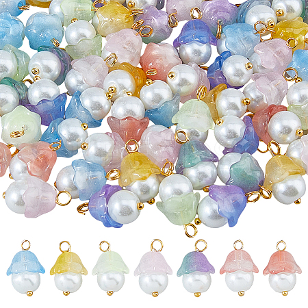 112Pcs 7 Colors Glass Pendants PALLOY-DC00036-1