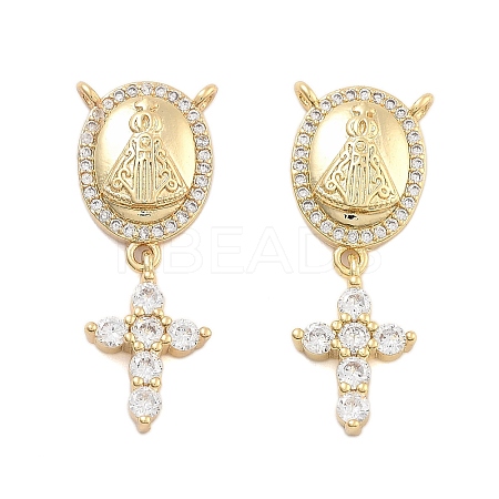 Brass Pave Cubic Zirconia Pendants KK-U009-09G-G-1