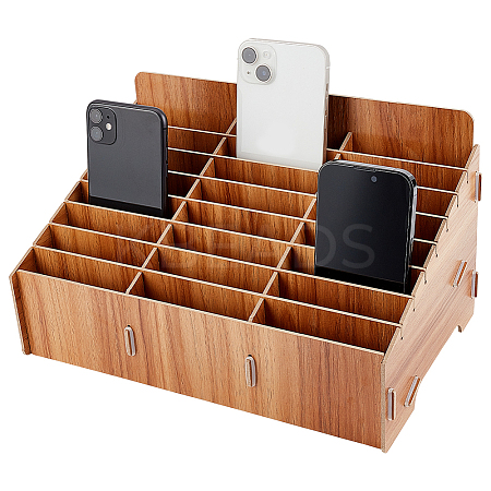 24-Grid Wooden Cell Phone Storage Box CON-WH0094-05A-1