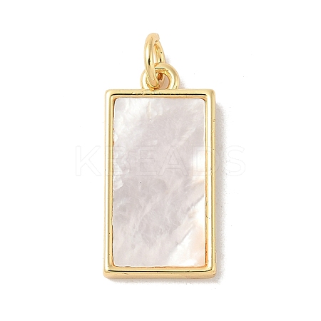 Brass Pave Natural White Shell Pendants KK-S522-05E-G-1