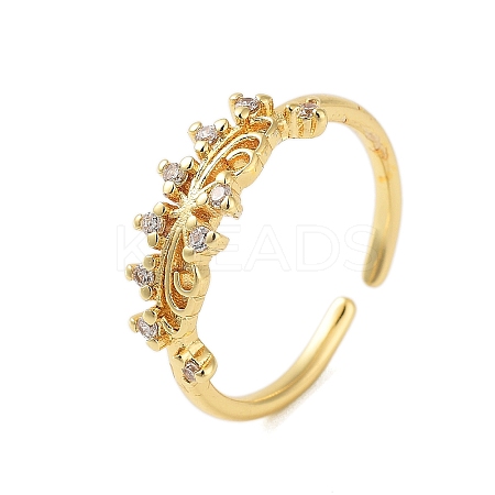 Brass Pave Cubic Zirconia Cuff Rings RJEW-U012-03G-01-1