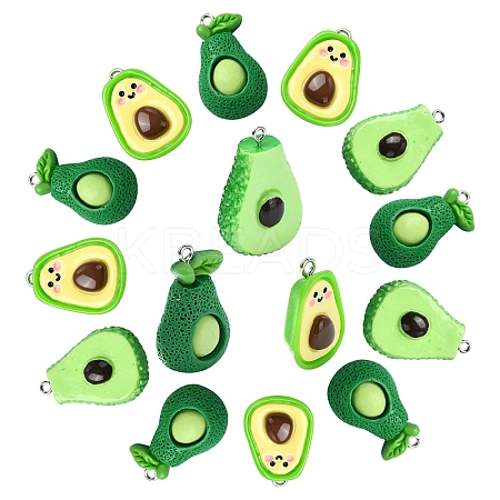 15Pcs 3 Styles Opaque Resin Fruit Pendants RESI-YW0001-72-1