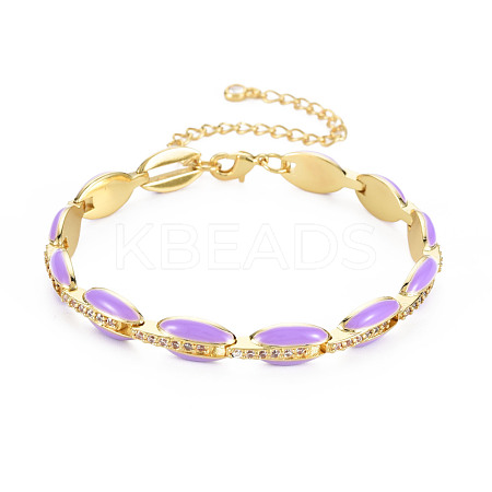Brass Micro Pave Cubic Zirconia Link Chain Bracelet for Women BJEW-T020-05G-06-1