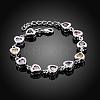 Exquisite Silver Color Plated Brass Heart Cubic Zirconia Link Bracelets BJEW-BB00799-2