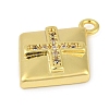 Cross Theme Real 18K Gold Plated Brass Micro Pave Clear Cubic Zirconia Pendants KK-L219-06G-03-2