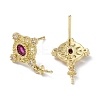 Brass Cubic Zirconia Rhombus Stud Earring Findings LS-KK-B087-04G-1-1